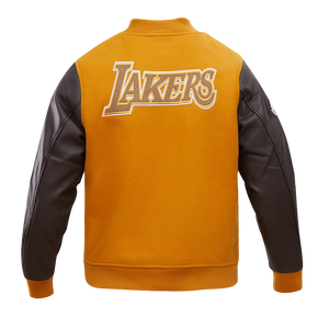 Pro Standard Men's Los Angeles Lakers Classic Wool Varsity Jacket -Brown