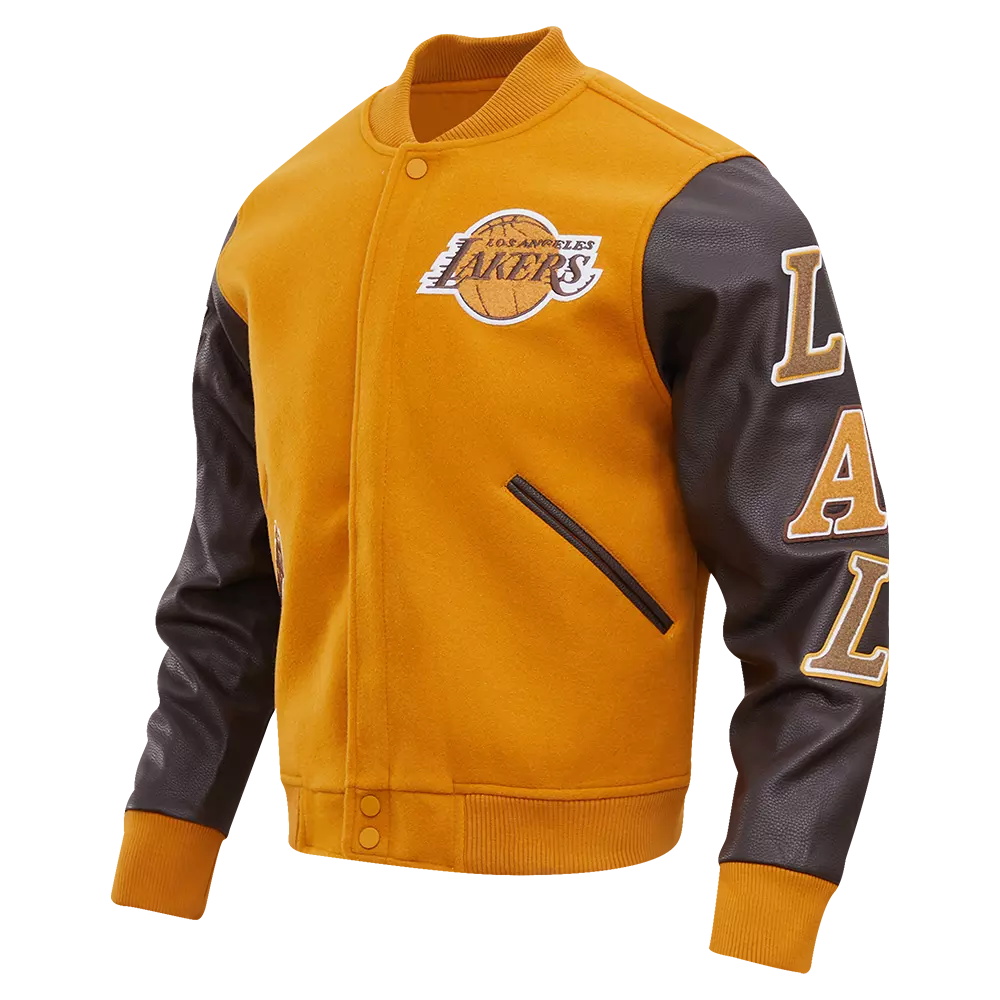 Pro Standard Men's Los Angeles Lakers Classic Wool Varsity Jacket - Brown - BROWN