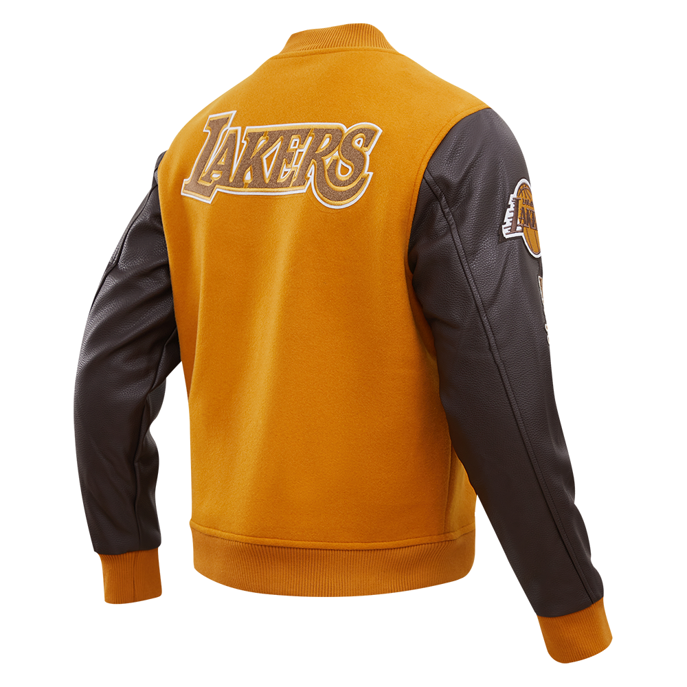 Pro Standard Men's Los Angeles Lakers Classic Wool Varsity Jacket - Brown - BROWN Thumbnail View 4