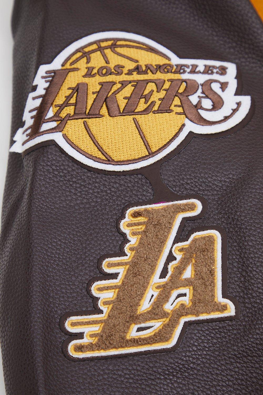 Pro Standard Men's Los Angeles Lakers Classic Wool Varsity Jacket - Brown - BROWN Thumbnail View 7