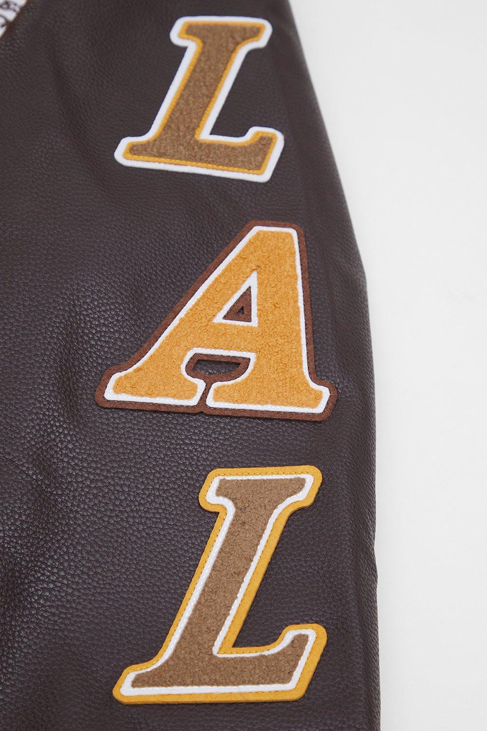 Pro Standard Men's Los Angeles Lakers Classic Wool Varsity Jacket -Brown - BROWN Thumbnail View 8
