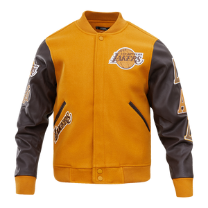 Pro Standard Men's Los Angeles Lakers Classic Wool Varsity Jacket -Brown