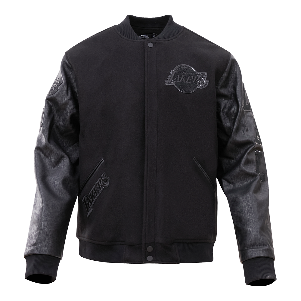 Pro Standard Men's Los Angeles Lakers Triple Black Varsity Jacket - BLACK Thumbnail View 1