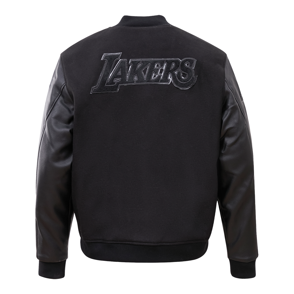 Pro Standard Men's Los Angeles Lakers Triple Black Varsity Jacket - BLACK Thumbnail View 2