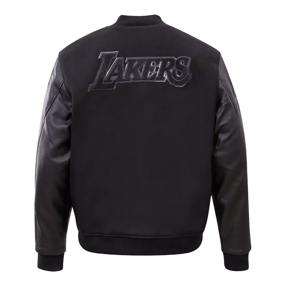 Pro Standard Men's Los Angeles Lakers Triple Black Varsity Jacket - BLACK