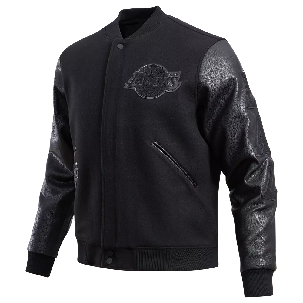 Pro Standard Men's Los Angeles Lakers Triple Black Varsity Jacket - BLACK