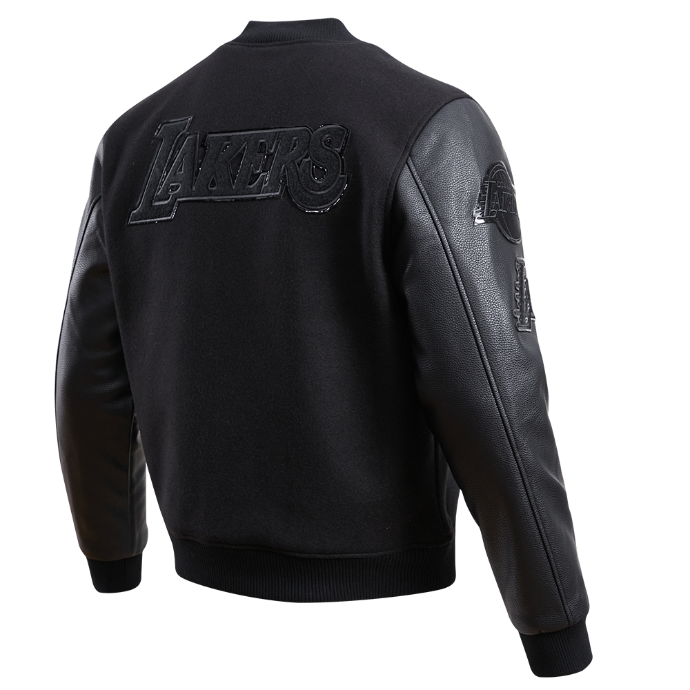 Pro Standard Men's Los Angeles Lakers Triple Black Varsity Jacket - BLACK Thumbnail View 4