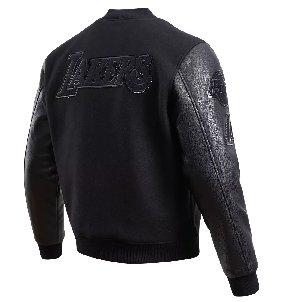 Pro Standard Men's Los Angeles Lakers Triple Black Varsity Jacket - BLACK