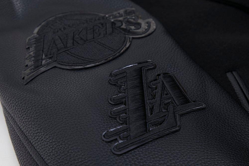 Pro Standard Men's Los Angeles Lakers Triple Black Varsity Jacket - BLACK Thumbnail View 8