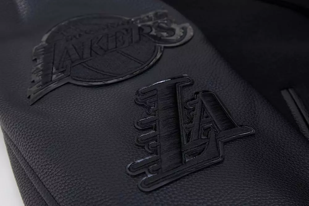 Pro Standard Men's Los Angeles Lakers Triple Black Varsity Jacket - BLACK