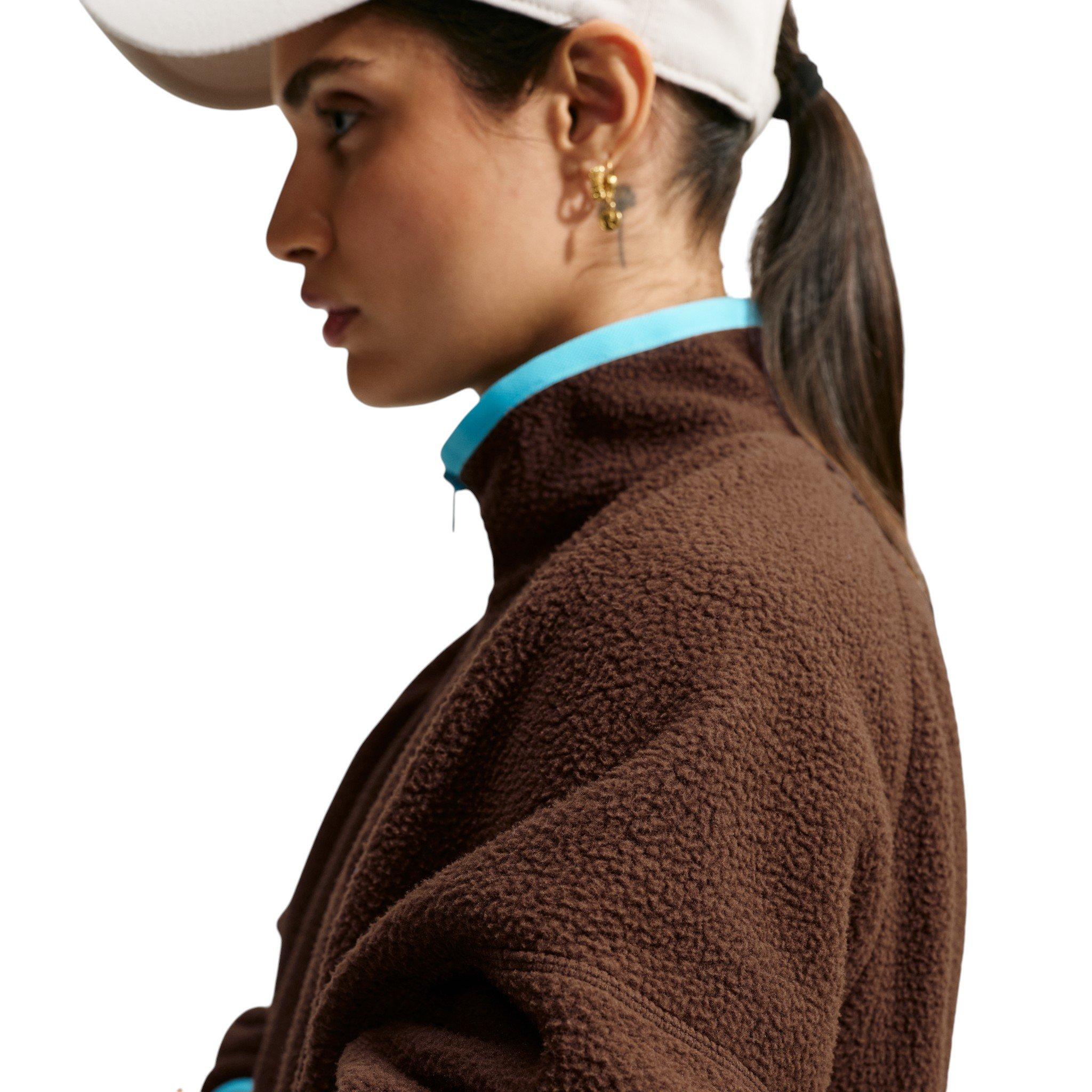 Nike Women's Sportswear Oversized 1/4 Fleece Top - Brown/Blue - BROWN/BLUE