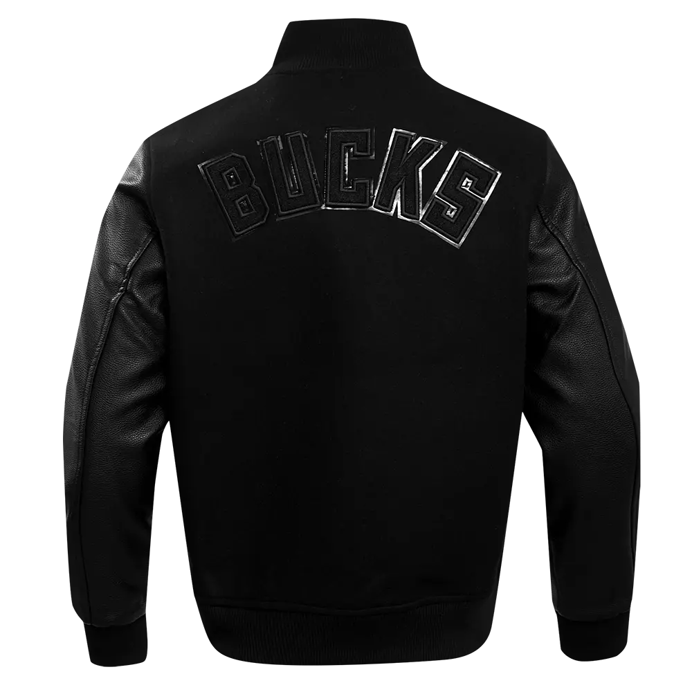 Pro Standard Men's Milwaukee Bucks Triple Black Pro Varsity Jacket - BLACK