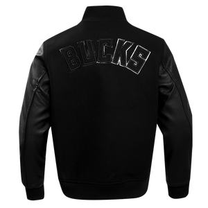Pro Standard Men's Milwaukee Bucks Triple Black Pro Varsity Jacket