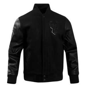 Pro Standard Men's Milwaukee Bucks Triple Black Pro Varsity Jacket