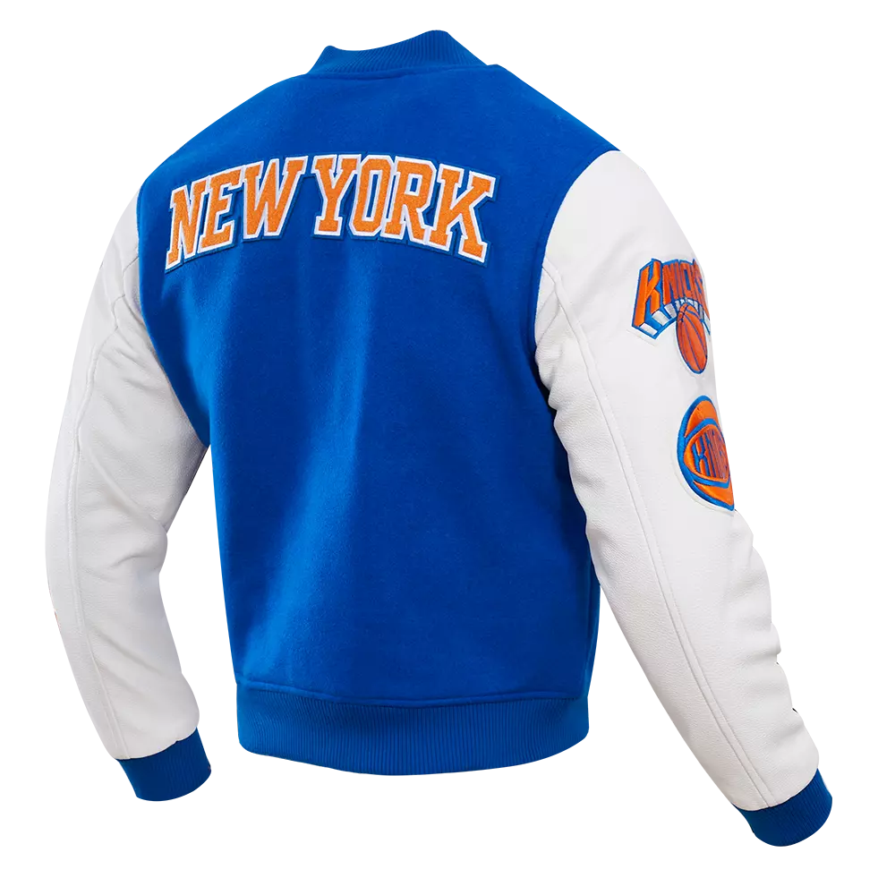 Pro Standard Men's New York Knicks Classic Wool Varsity Jacket - Royal/White - ROYAL/WHITE