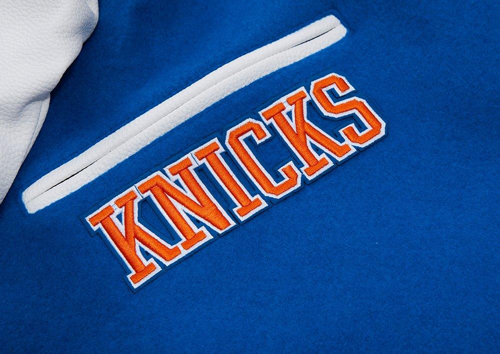 Pro Standard Men's New York Knicks Classic Wool Varsity Jacket - Royal/White - ROYAL/WHITE Thumbnail View 6