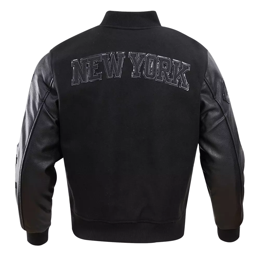 Pro Standard Men's New York Knicks Triple Black Varsity Jacket - BLACK