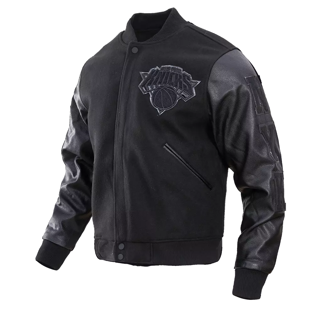 Pro Standard Men's New York Knicks Triple Black Varsity Jacket - BLACK