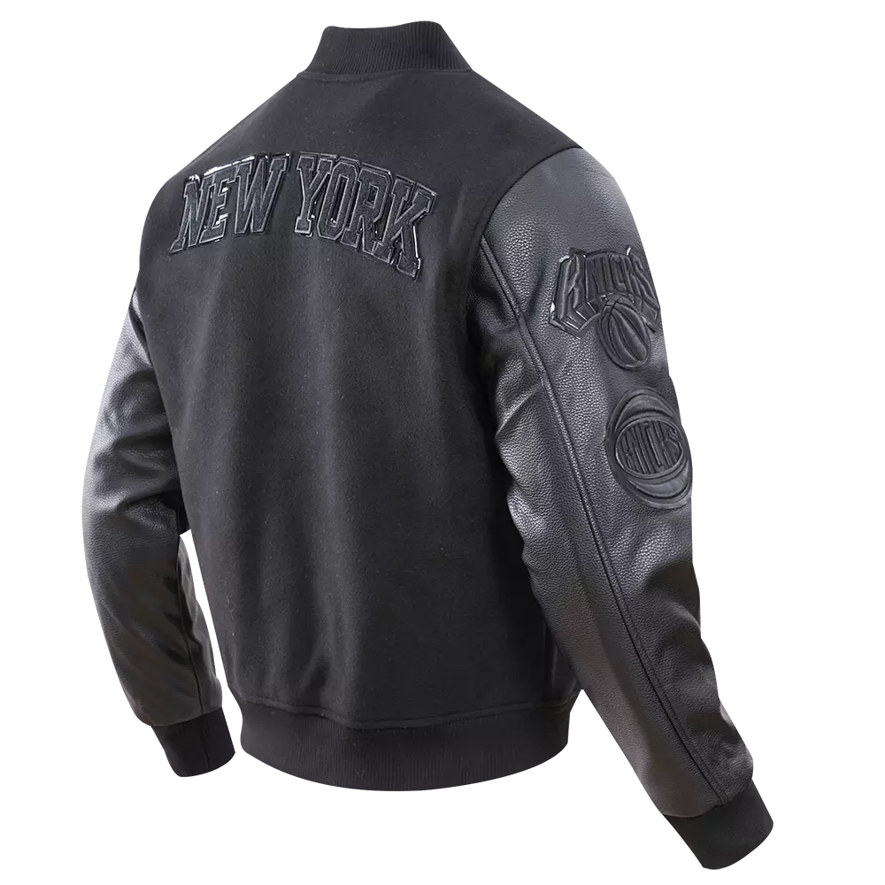 Pro Standard Men's New York Knicks Triple Black Varsity Jacket - BLACK