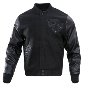 Pro Standard Men's New York Knicks Triple Black Varsity Jacket