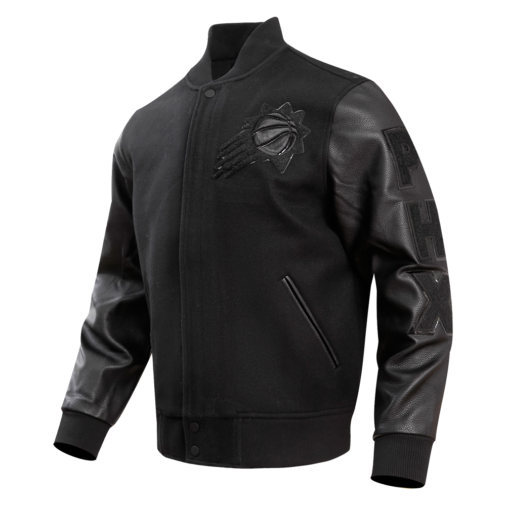 Pro Standard Men's Phoenix Suns Triple Black Varsity Jacket - BLACK Thumbnail View 3