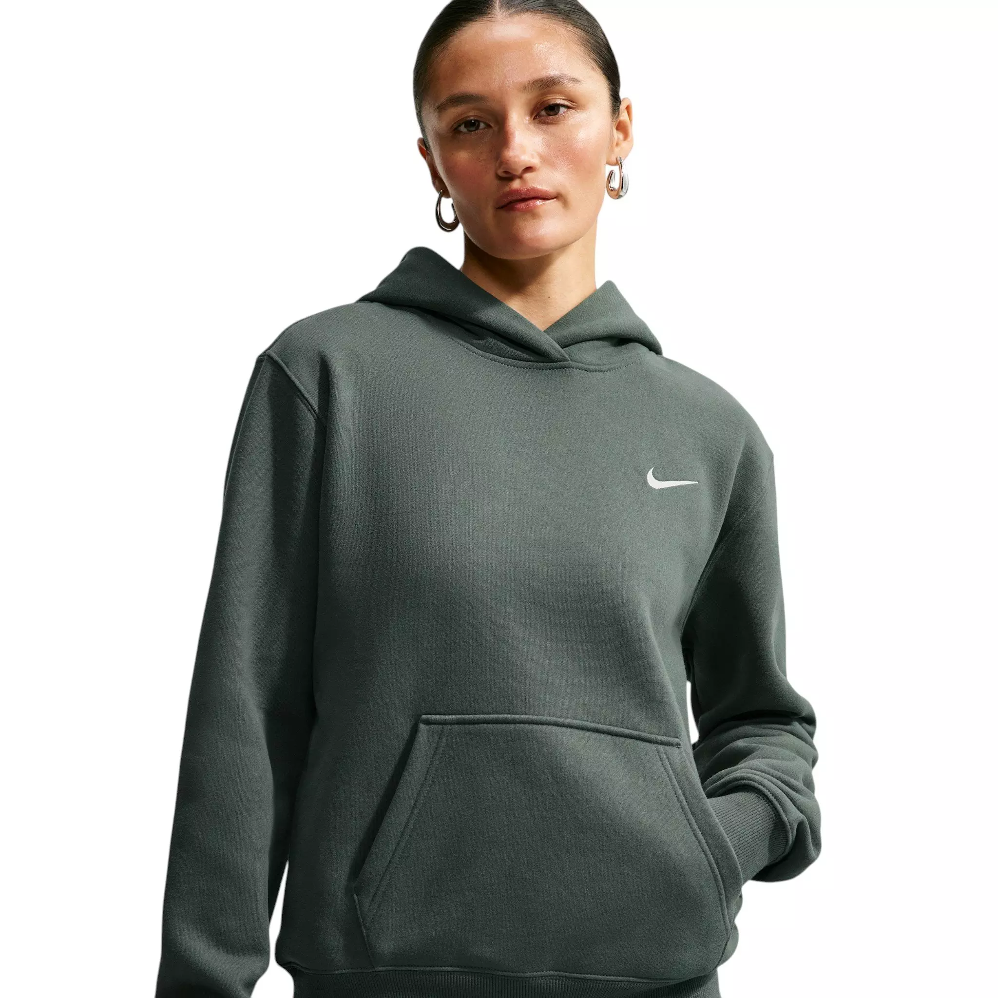 Nike Women's Studio Fleece Medium Weight Classic Pullover Hoodie - Green - GREEN