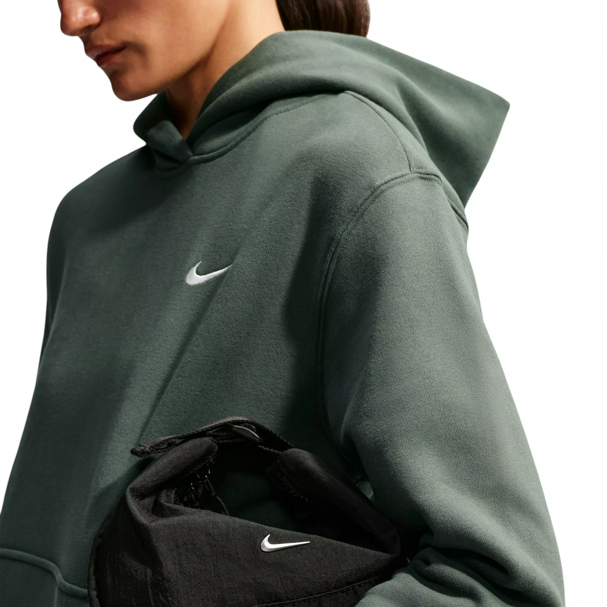 Nike Women's Studio Fleece Medium Weight Classic Pullover Hoodie - Green - GREEN