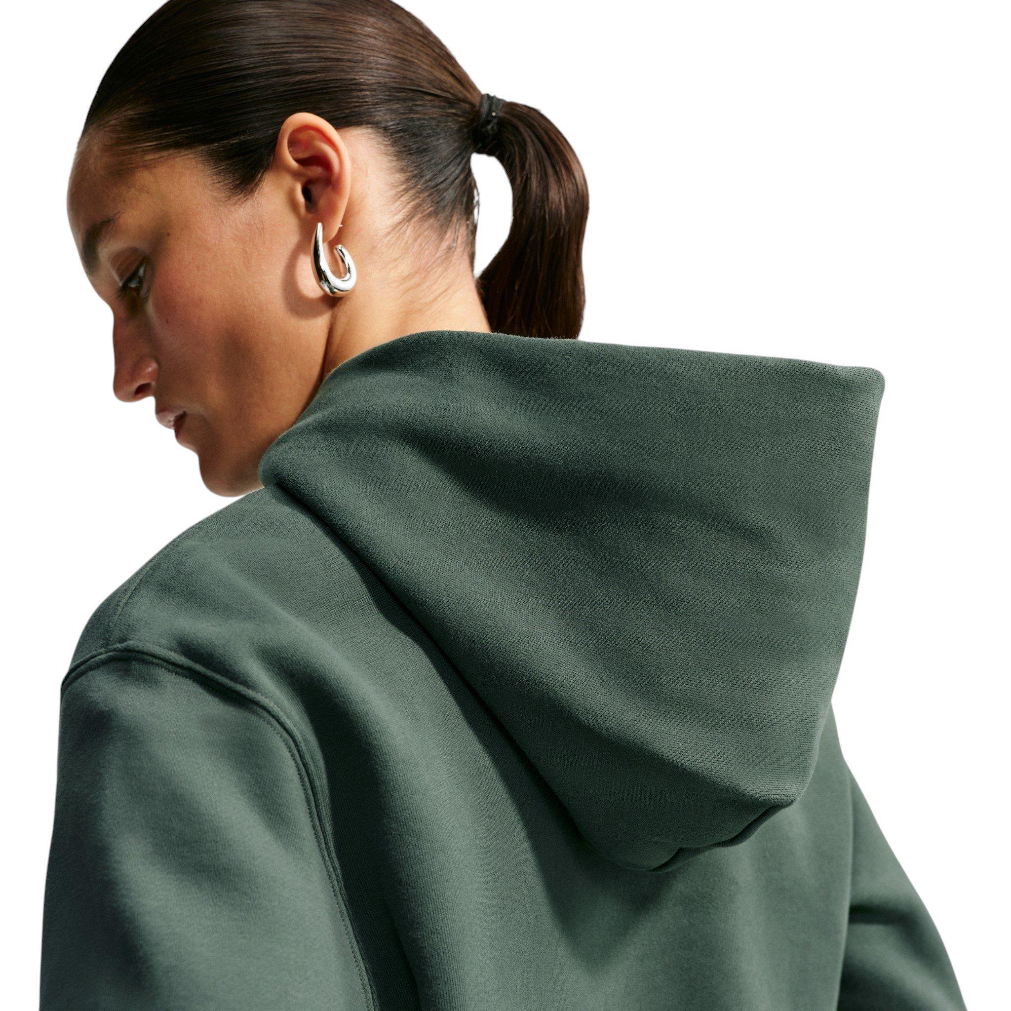 Nike Women's Studio Fleece Medium Weight Classic Pullover Hoodie - Green - GREEN