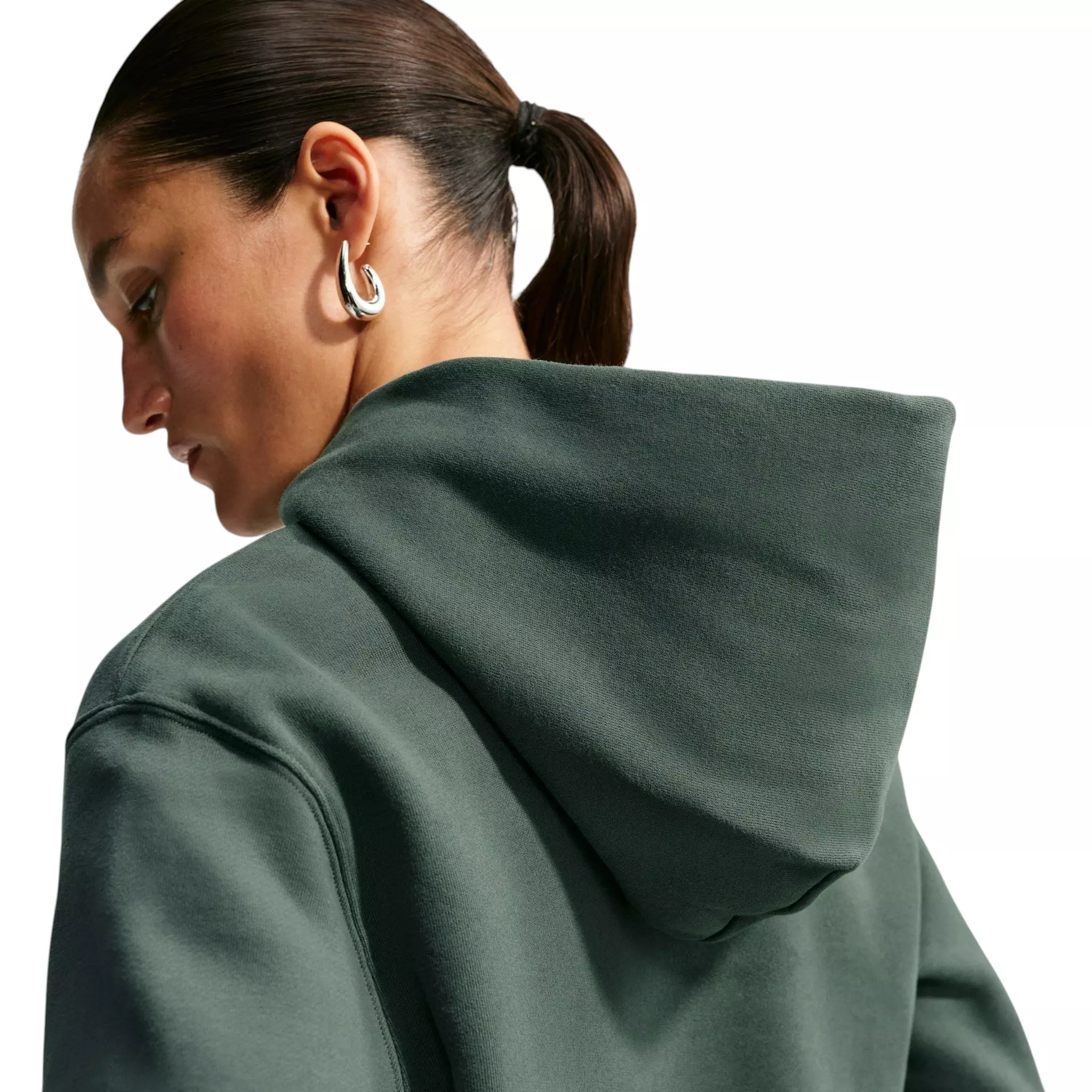 Nike Women's Studio Fleece Medium Weight Classic Pullover Hoodie - Green - GREEN
