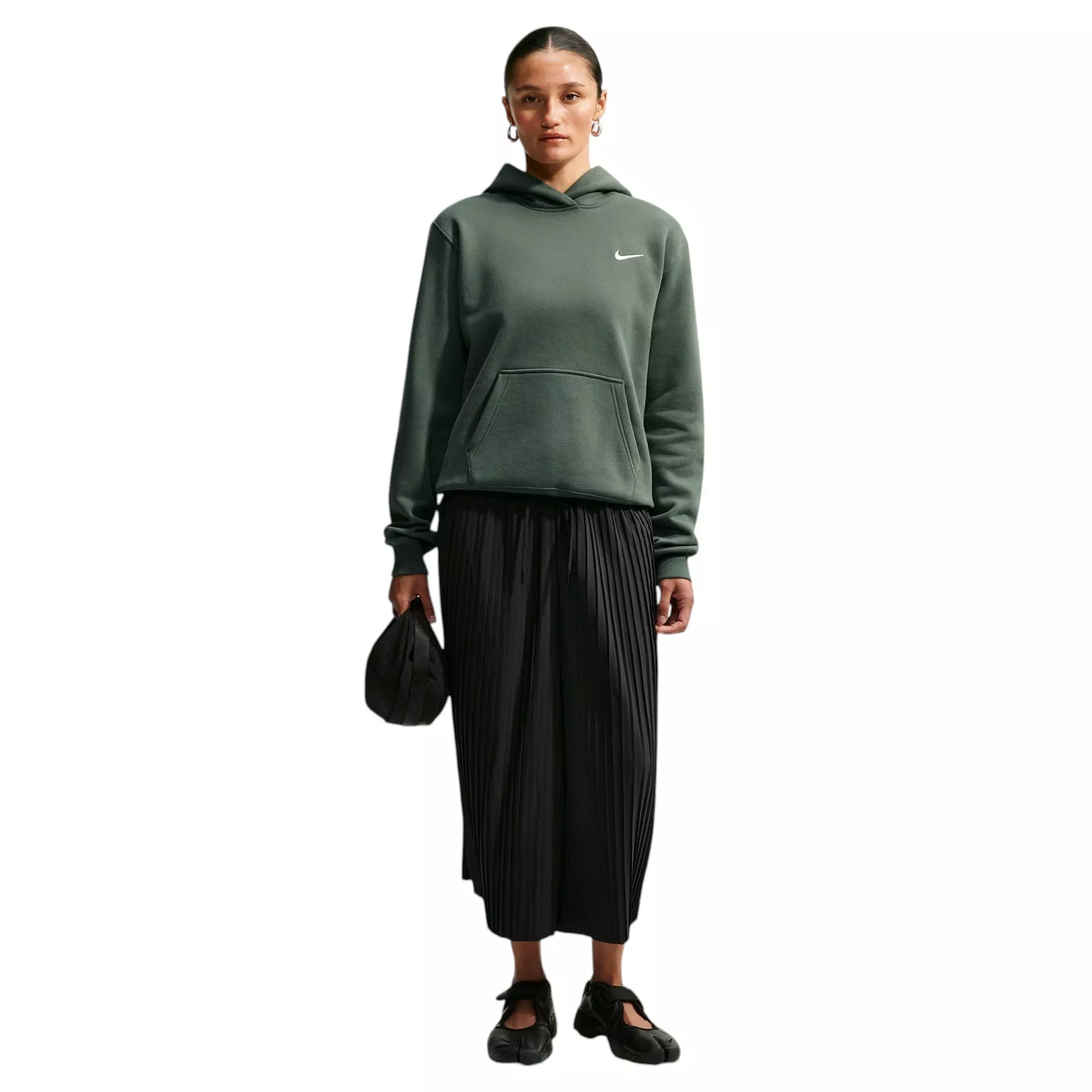 Nike Women's Studio Fleece Medium Weight Classic Pullover Hoodie - Green - GREEN