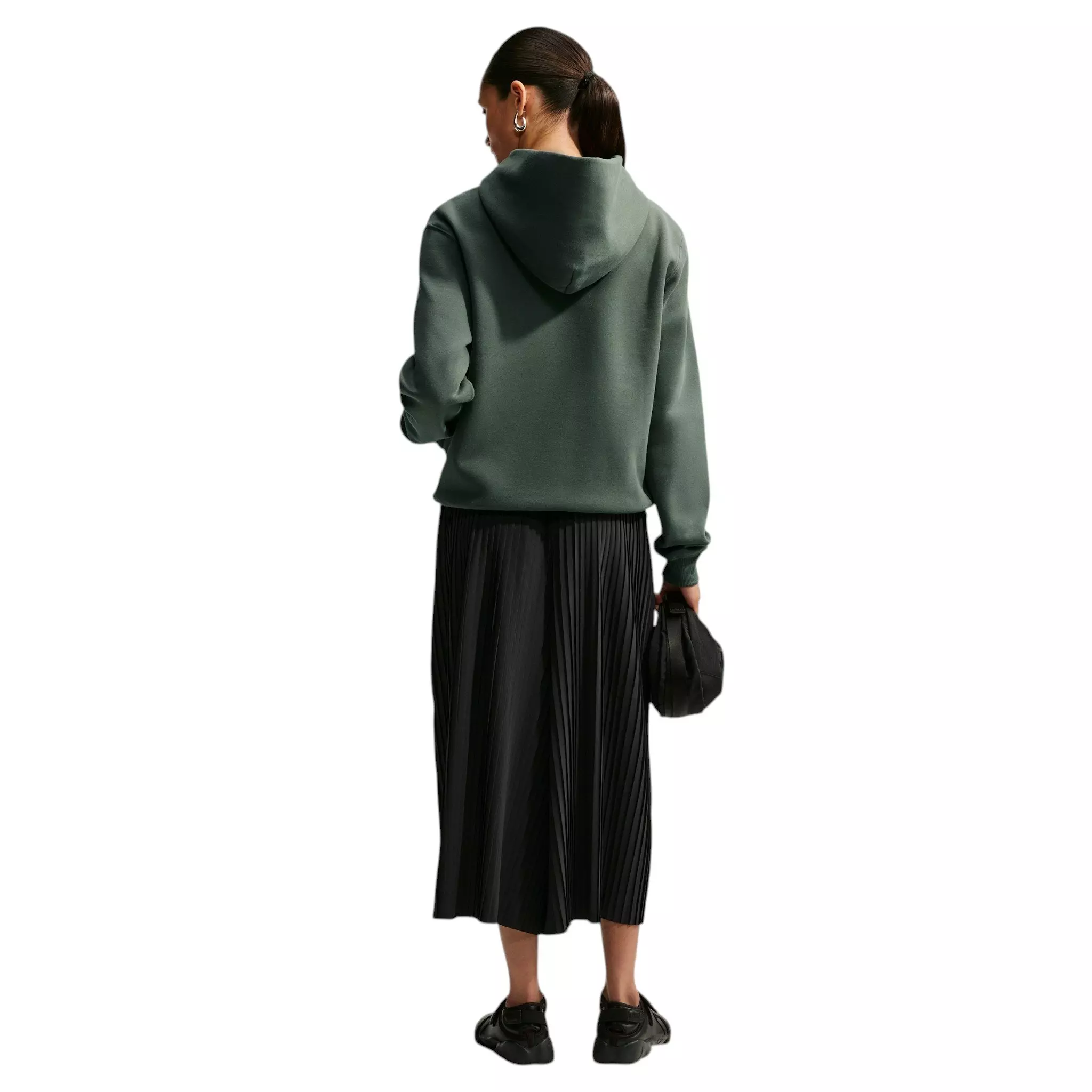 Nike Women's Studio Fleece Medium Weight Classic Pullover Hoodie - Green - GREEN