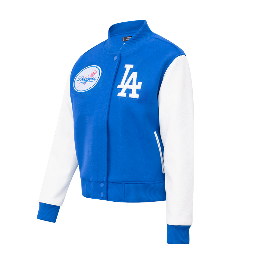 Pro Standard Women's Los Angeles Dodgers Classic Wool Varsity Jacket -Blue/White - BLUE/WHITE Thumbnail View 3