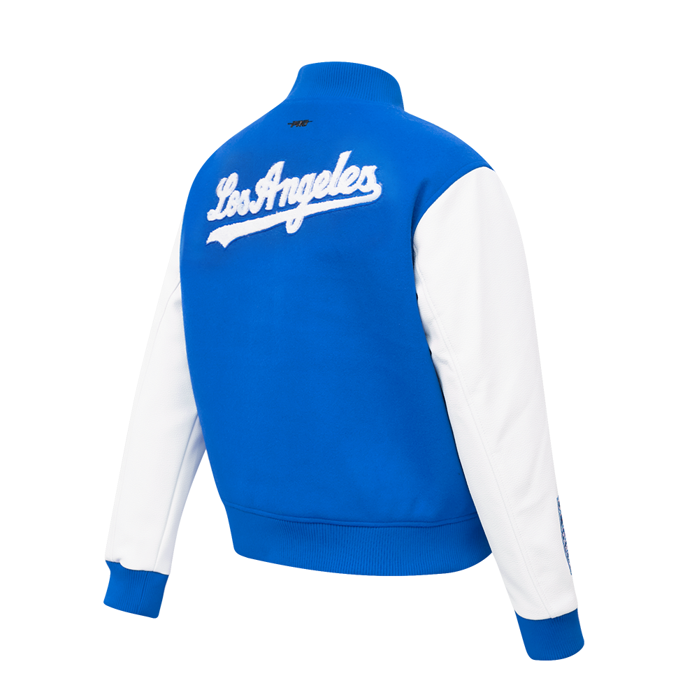 Pro Standard Women's Los Angeles Dodgers Classic Wool Varsity Jacket -Blue/White - BLUE/WHITE Thumbnail View 4