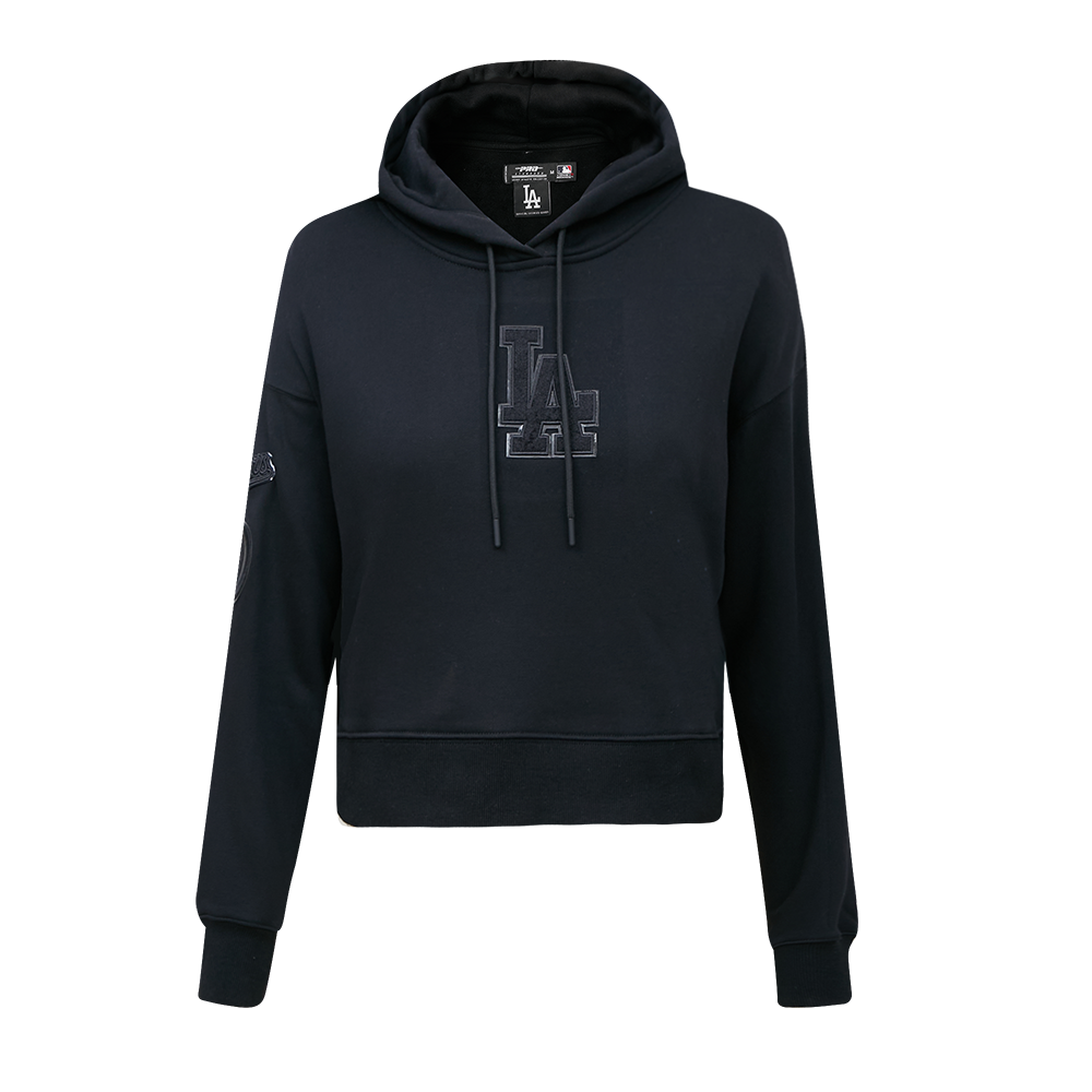 Pro Standard Women's Los Angeles Dodgers Triple Black Fleece Cropped PO Hoodie - BLACK Thumbnail View 1
