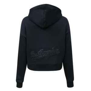 Pro Standard Women's Los Angeles Dodgers Triple Black Fleece Cropped PO Hoodie
