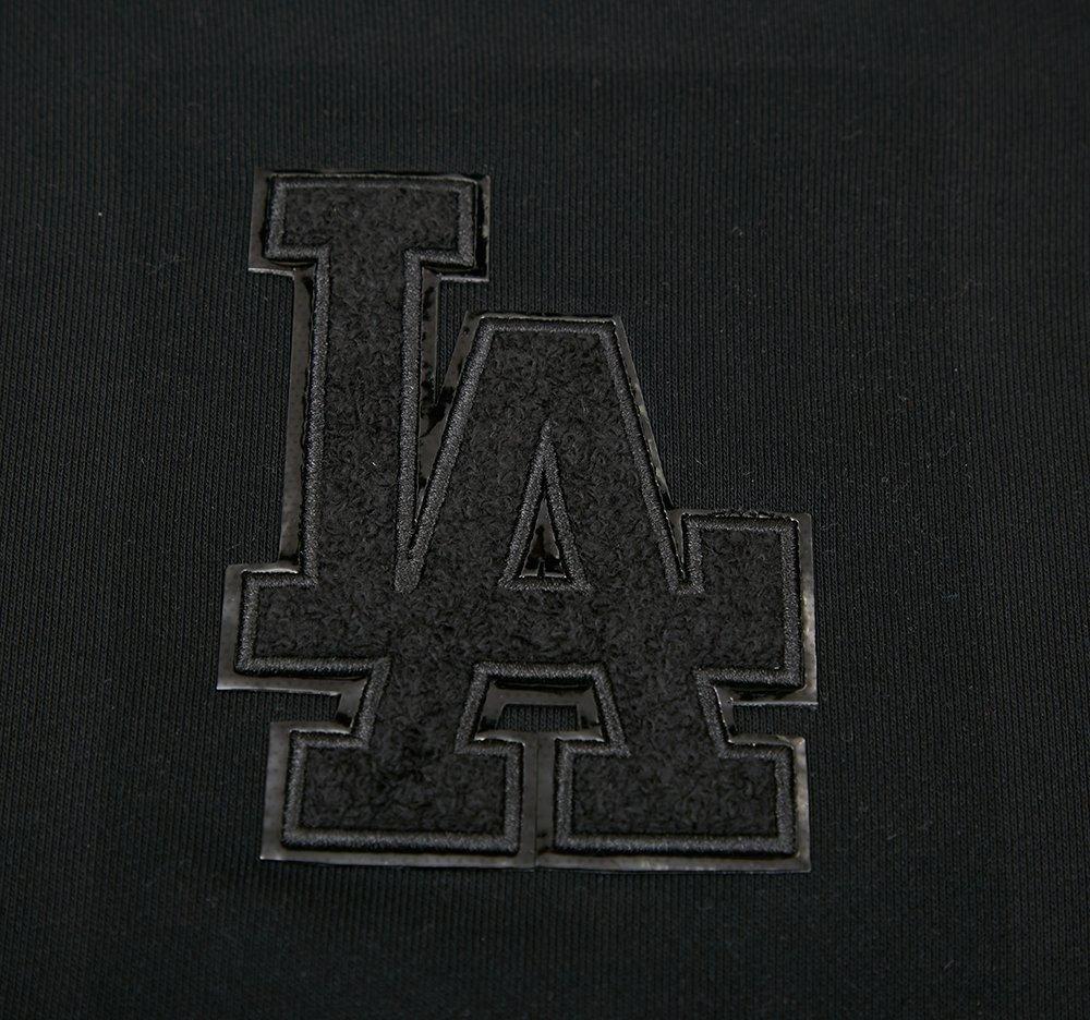 Pro Standard Women's Los Angeles Dodgers Triple Black Fleece Cropped PO Hoodie - BLACK Thumbnail View 5