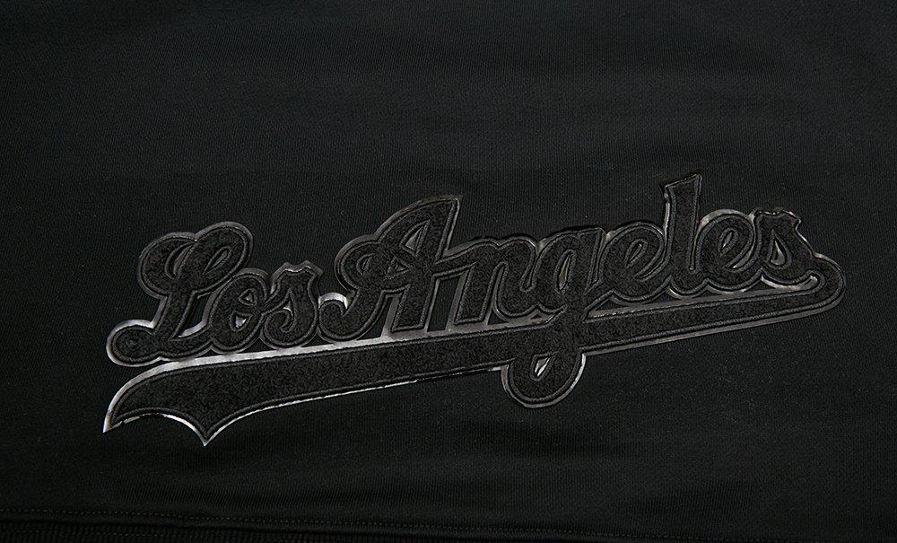 Pro Standard Women's Los Angeles Dodgers Triple Black Fleece Cropped PO Hoodie - BLACK Thumbnail View 7