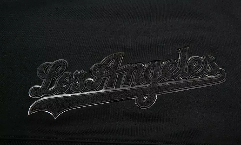 Pro Standard Women's Los Angeles Dodgers Triple Black Fleece Cropped PO Hoodie - BLACK