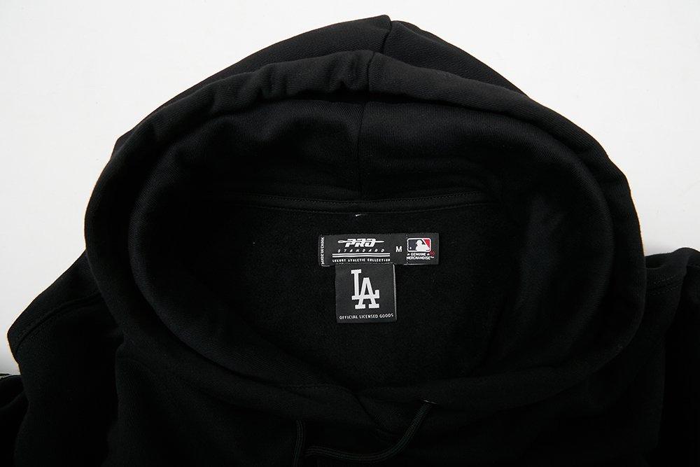 Pro Standard Women's Los Angeles Dodgers Triple Black Fleece Cropped PO Hoodie - BLACK Thumbnail View 8