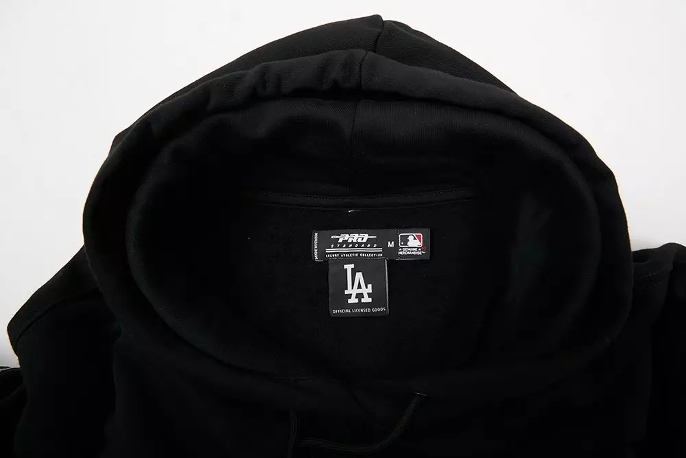Pro Standard Women's Los Angeles Dodgers Triple Black Fleece Cropped PO Hoodie - BLACK