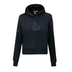 Pro Standard Women's Los Angeles Dodgers Triple Black Fleece Cropped PO Hoodie