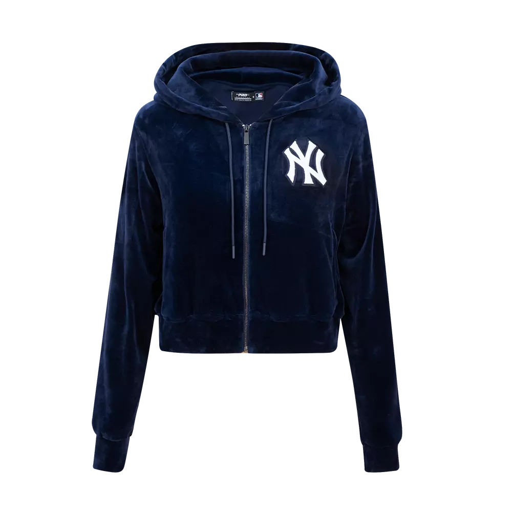 Pro Standard Women's New York Yankees Classic Velour Full-Zip PO Jacket -Navy - NAVY