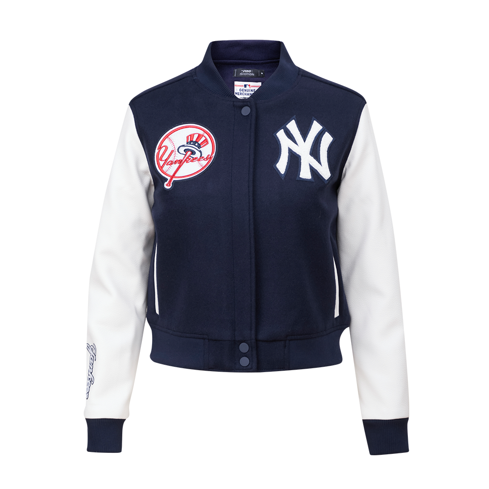 Pro Standard Women's New York Yankees Classic Wool Varsity Jacket -Navy/White - NAVY/WHITE Thumbnail View 1