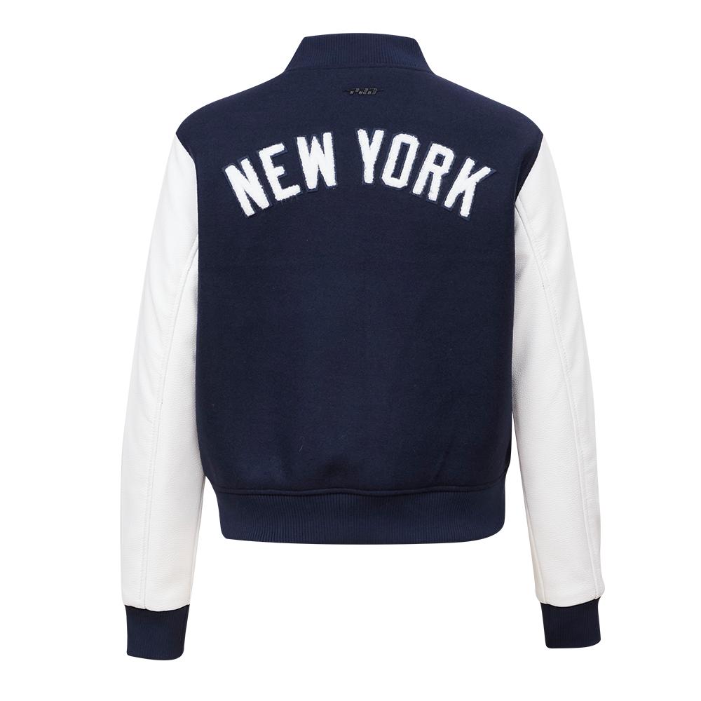 Pro Standard Women's New York Yankees Classic Wool Varsity Jacket -Navy/White - NAVY/WHITE Thumbnail View 2