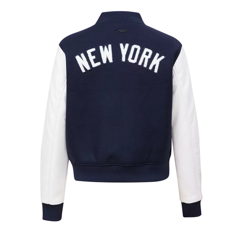 Pro Standard Women's New York Yankees Classic Wool Varsity Jacket -Navy/White - NAVY/WHITE