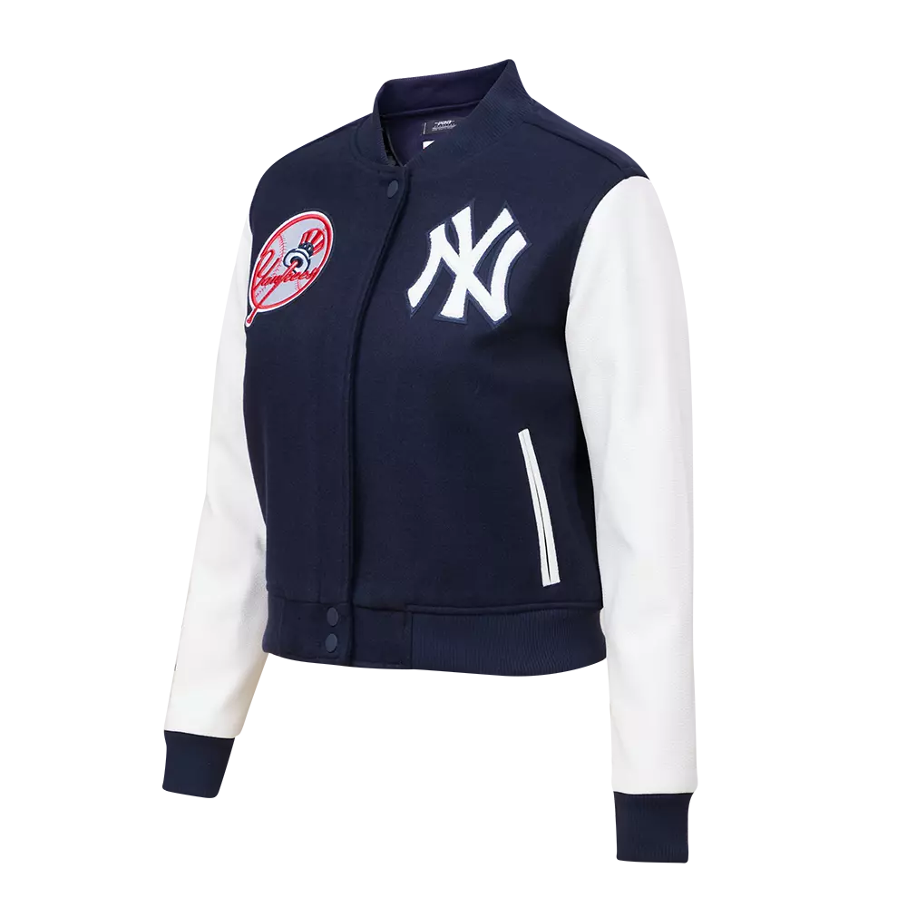 Pro Standard Women's New York Yankees Classic Wool Varsity Jacket -Navy/White - NAVY/WHITE