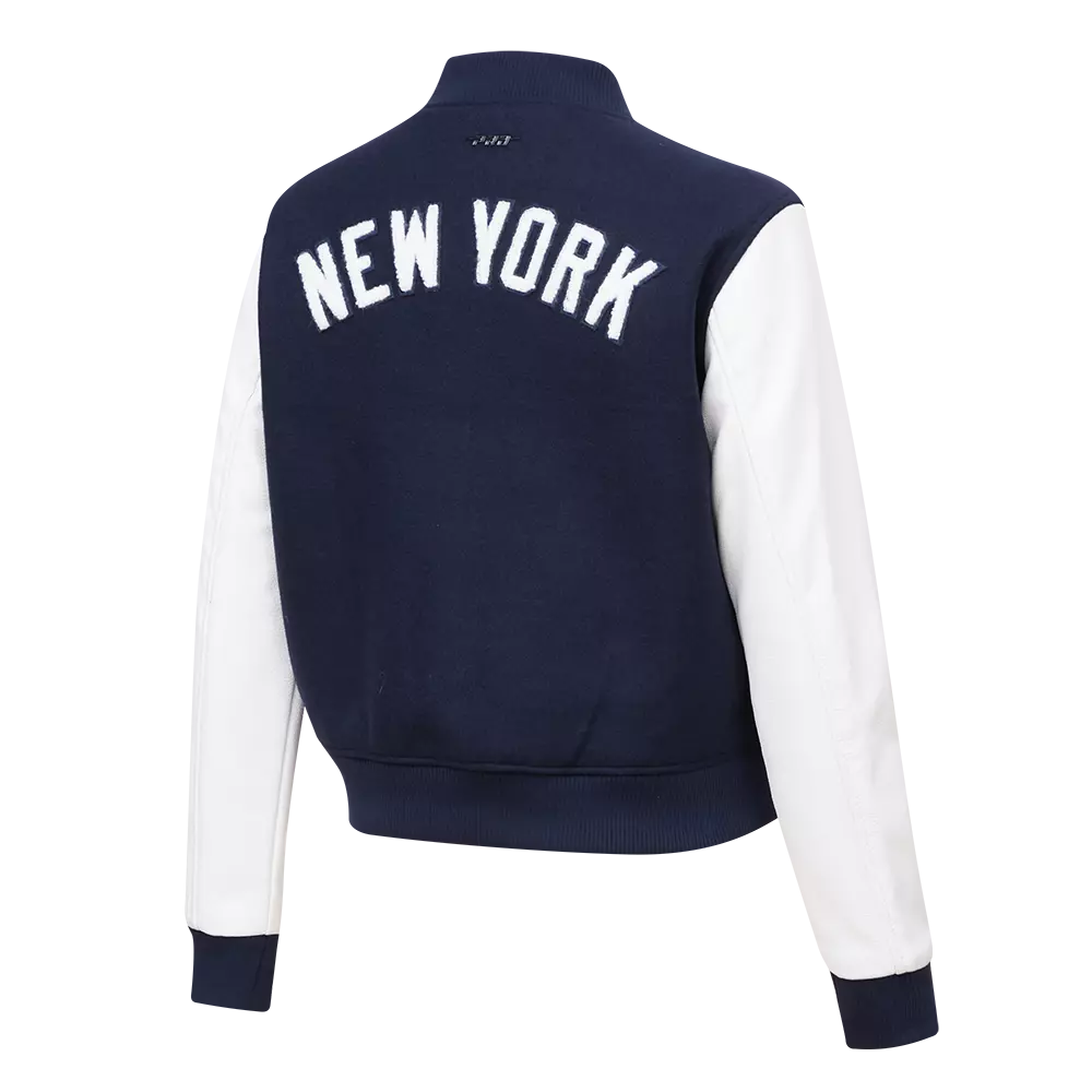 Pro Standard Women's New York Yankees Classic Wool Varsity Jacket -Navy/White - NAVY/WHITE