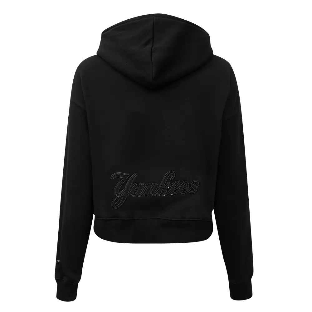 Pro Standard Women's New York Yankees Triple Black Fleece Cropped PO Hoodie - BLACK