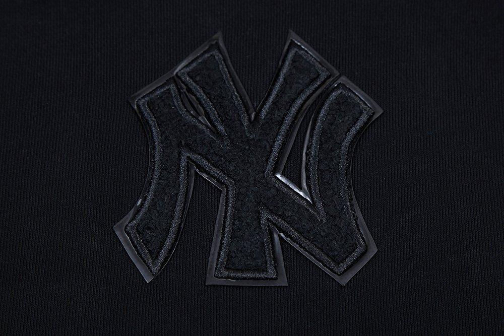 Pro Standard Women's New York Yankees Triple Black Fleece Cropped PO Hoodie - BLACK Thumbnail View 5