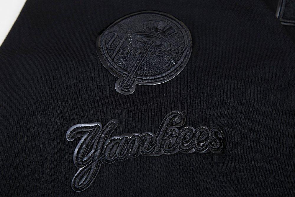 Pro Standard Women's New York Yankees Triple Black Fleece Cropped PO Hoodie - BLACK Thumbnail View 6
